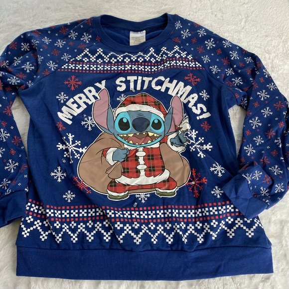 disney Tops - Disney Stitch Christmas Sweatshirt Merry Stitchmas